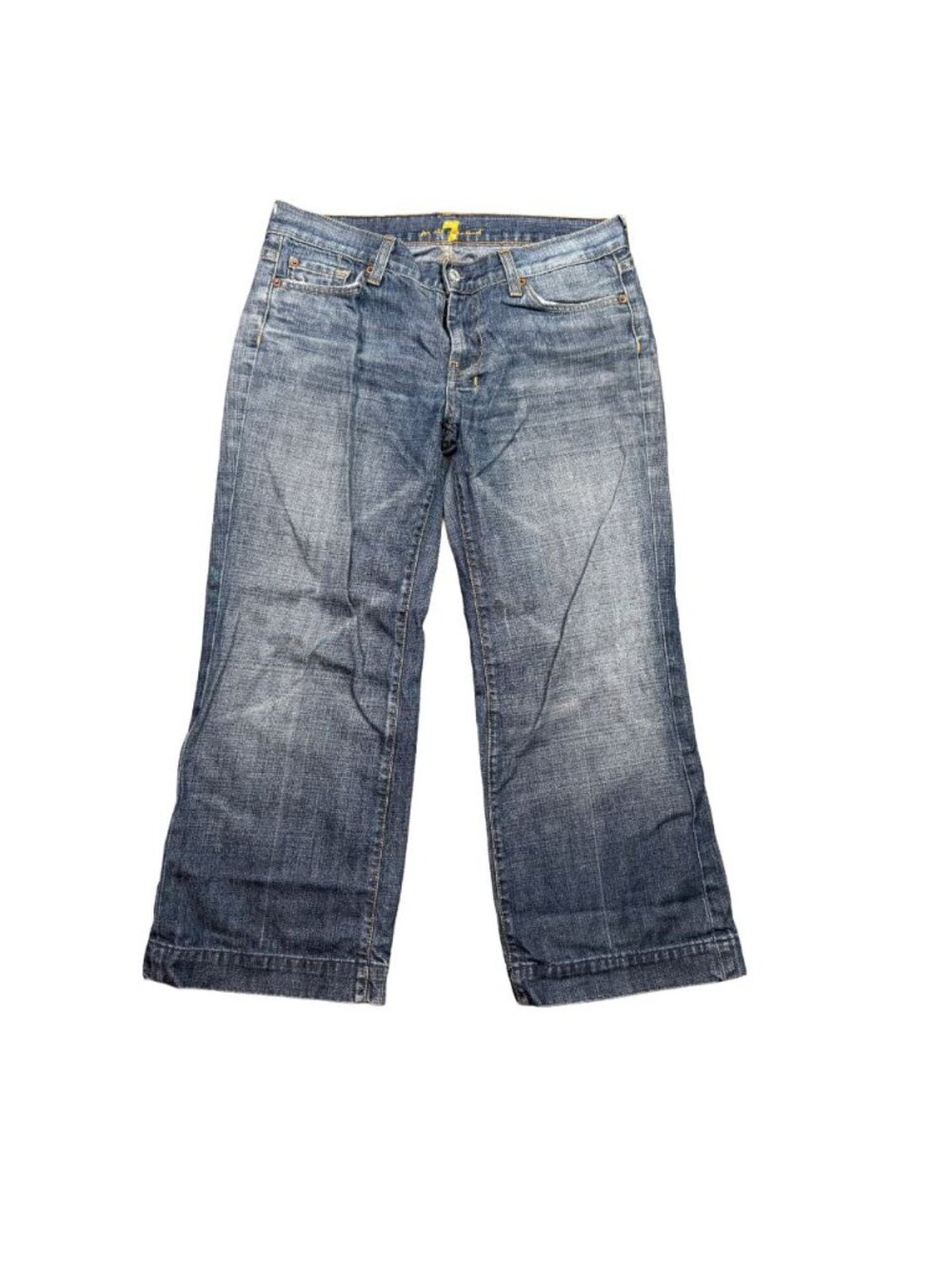 7 For All Mankind Dojo Jeans Womens 30 Wide Leg Flare Crop Capri Y2K 700110 - Picture 2 of 7